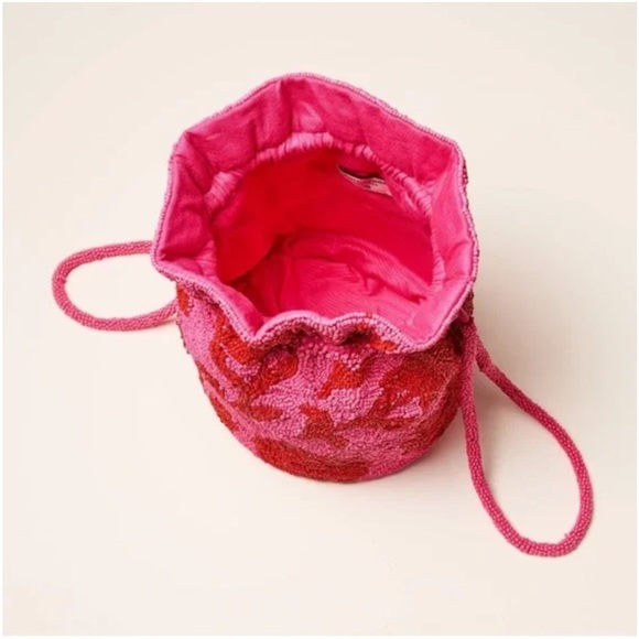 Kate Spade x Target Beaded Classic Rose Drawstring Bucket Bag - Pink/Red - Picture 3 of 5